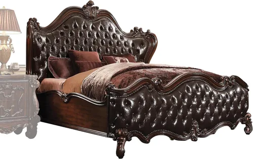 Vista 13 de Acme Cama con paneles de madera tamaño King Versalles en roble cereza roble cerezo