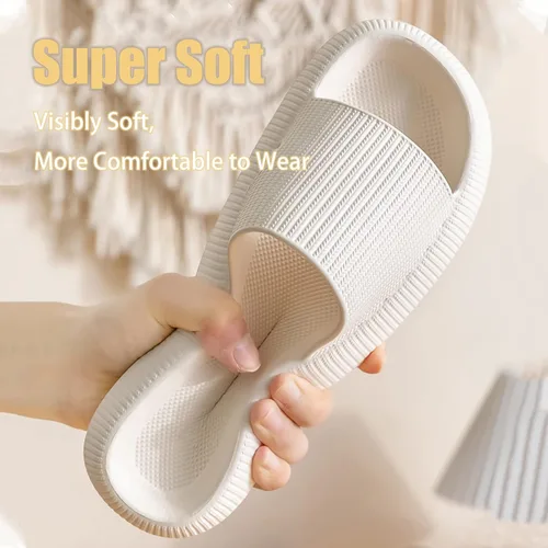 Vista 3 de rosyclo Pantuflas con sensación de nube para mujeres y hombres, pantuflas acolchadas para la ducha, sandalias de baño, máxima comodidad, ligeras