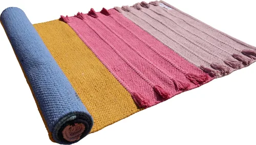 Vista 10 de Jaipur art & Rugs Estera de yoga de algodón - Alfombra tejida a mano ecológica - Antideslizante y gruesa (61x183x5mm) para fitness diario en casa