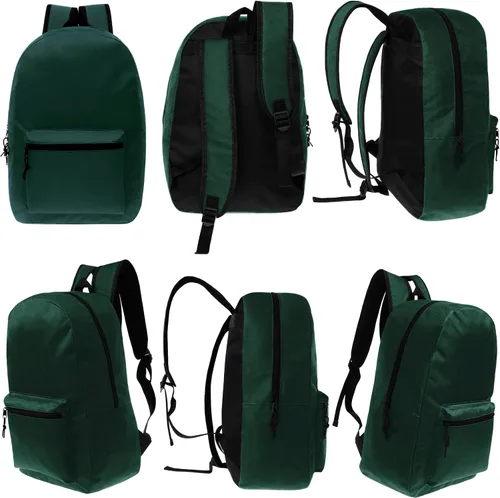 Vista 6 de Mochilas escolares de 17 pulgadas para niños, mochilas a granel para estudiantes de primaria, media y secundaria en varios colores, Gris-oscuro