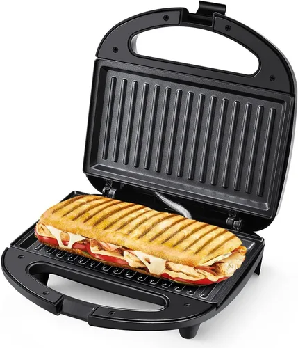 Vista 12 de OSTBA Panini - Parrilla de prensa, sandwichera de 4 rebanadas con placas