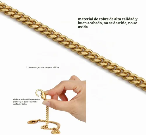 Vista 3 de Yichain Mini Linda Correa de Cadena de Bolso de Mano Correa de Repuesto para Bolso de Mano con Hombro Accesorios de Encanto (Oro Antiguo, 33 cm)