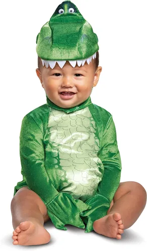 Vista 3 de Disguise Disfraz infantil Rex para bebés forro polar verde con licencia oficial de star wars silent one crew