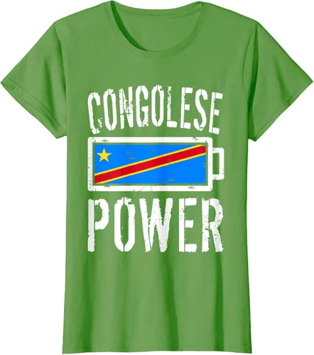 Vista 4 de Camiseta de batería de energía congoleña con bandera de República Democrática del Congo, Negro, S