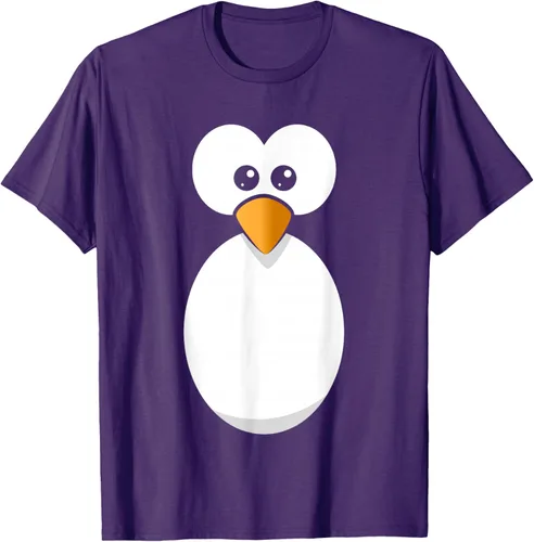 Vista 88 de Camiseta divertida con diseño de cara de pingüino o disfraz fácil, color negro, talla S