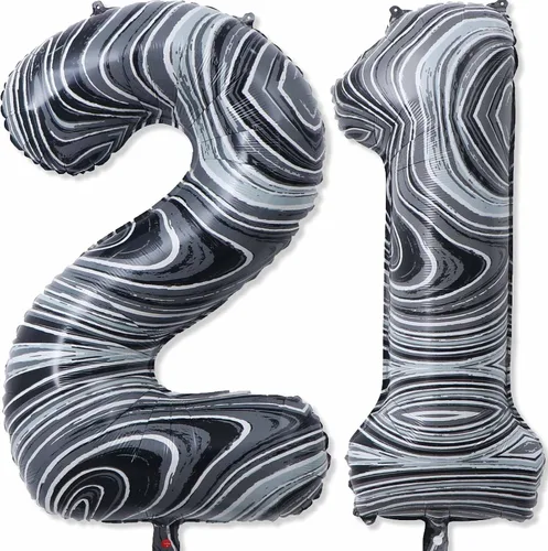 Vista 20 de Globos gigantes de papel de aluminio de mármol negro de 40 pulgadas, globos gigantes de helio número 10 para niños y niñas, decoraciones