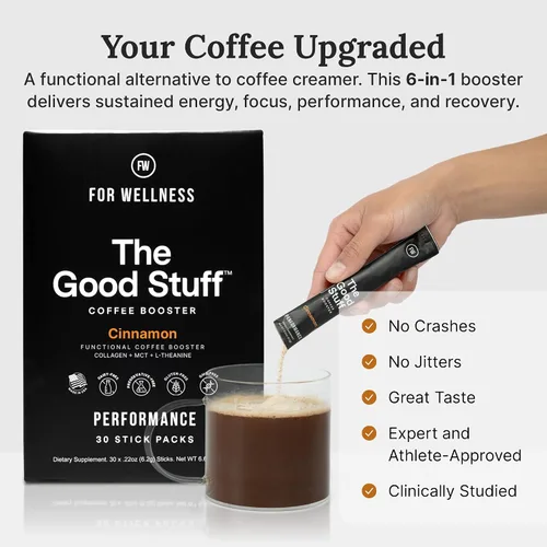 Vista 3 de The Good Stuff Potenciador de café de canela Crema de café saludable para concentración y energía Keto, crema en polvo no láctea con aceite