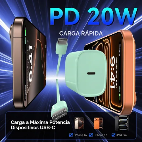 Vista 6 de Cargador para teléfono 17, 16, 15 Pro, carga rápida, 20 W, USB C, bloque de carga rápida con cargadores tipo C de 3 pies de largo, cable de carga
