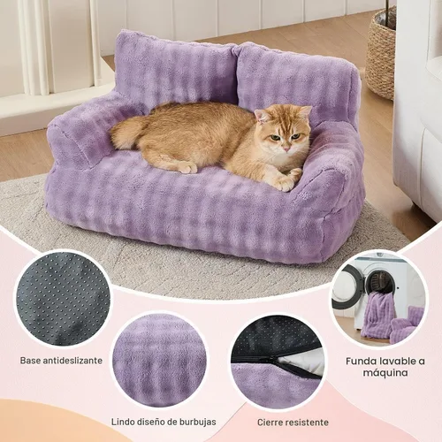 Vista 3 de Sofá cama para gatos, bonito sofá para mascotas para gatos de Púrpura (Dusty Purple)