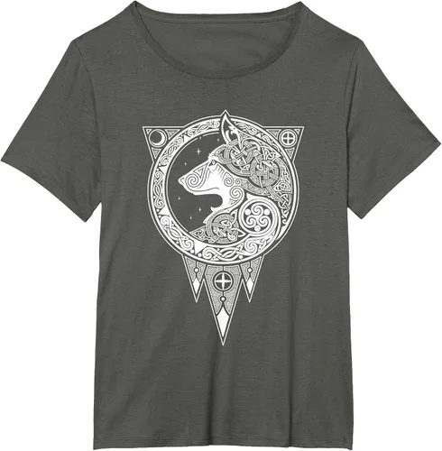 Vista 48 de Viking Fenris Wolf - Camiseta de mitología nórdica con símbolo de Fenrir Asphalt Grey