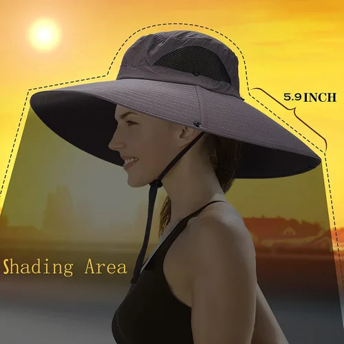 Vista 4 de Leotruny - Sombrero de sol de ala superancha para mujer UPF50+ impermeable para pesca, senderismo, camping