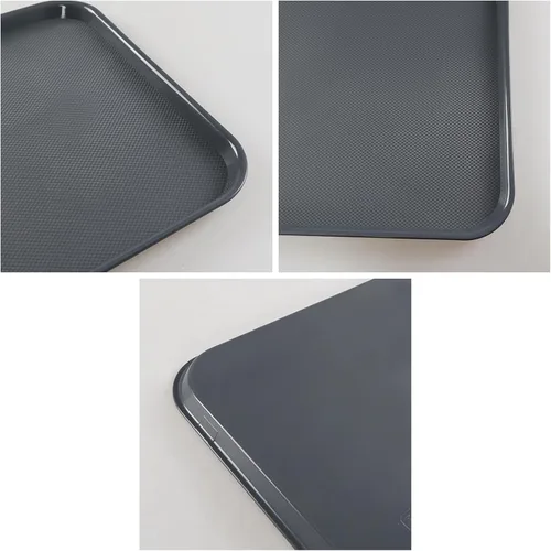 Vista 3 de 6 paquetes de bandejas de plástico grandes grises, bandejas multiusos de 25.23 x 17.59 pulgadas