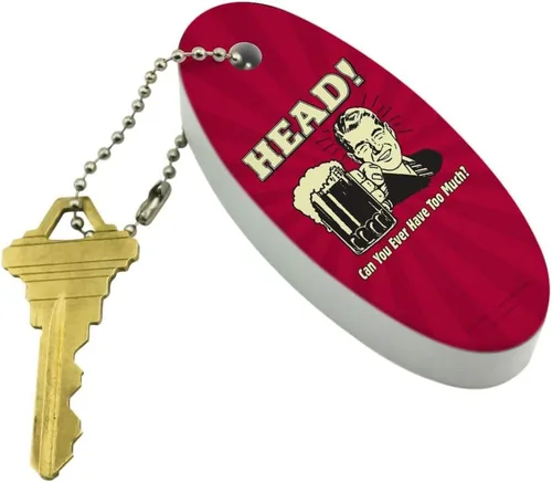 Vista 2 de GRAPHICS & MORE Head Can You Ever Have Too Much Funny Humor Retro Llavero flotante de espuma ovalada para barco de pesca Boya Key Float, Multi