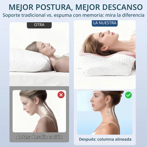 Vista 2 de Almohada cervical para aliviar el dolor, almohada cervical refrescante para dormir, almohadas ortopédicas de espuma viscoelástica de contorno