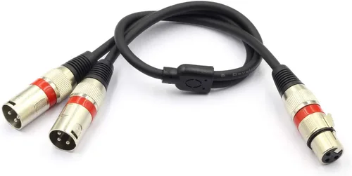 Vista 8 de Cable divisor XLR hembra a macho dual de 3 pines y cable de parche en Y para micrófono, adaptador de audio equilibrado (50CM)