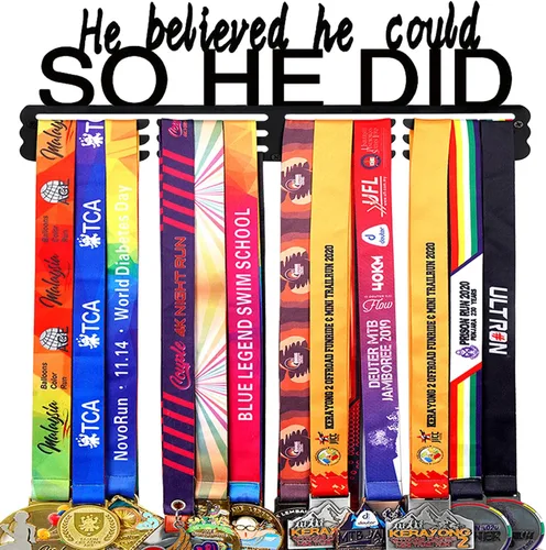 Vista 15 de Goutoports Estante de exhibición para colgar medallas, organizador personalizado de cinta de premios para corredores de carreras deportivas, placas
