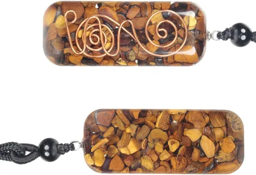 Vista 2 de Nupuyai Collar con colgante de cristal de orgón curativo ajustable para mujeres y hombres, colgante de piedra de amuleto de cristal con cuerda negra