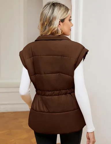 Vista 6 de Rapbin Chaleco acolchado para mujer, con cremallera, cuello alto, sin mangas, acolchado, con bolsillos, tallas S-XXL