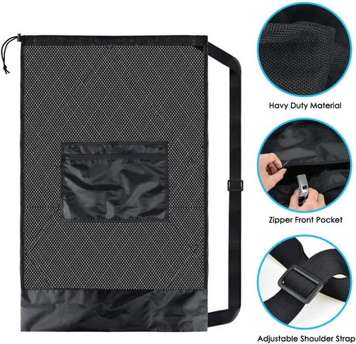 Vista 3 de BROTOU Bolsa de malla para pelotas deportivas extra grande, 5 bolsas de pelota de fútbol, bolsas de cordón resistentes, trabajo en