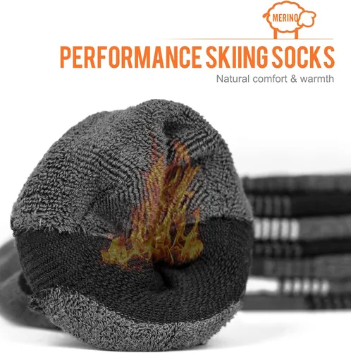 Vista 3 de KEECOW Calcetines de esquí de lana merino para hombres y mujeres, 2 pares, calcetines térmicos cálidos para invierno, snowboard, caza al aire libre