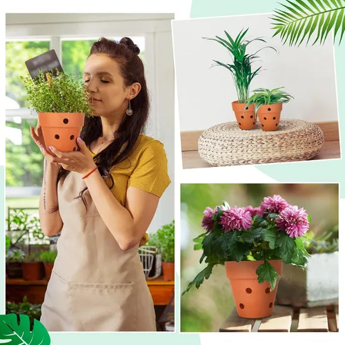 Vista 7 de FoldTier - 12 macetas de orquídea de terracota de 4 pulgadas con agujeros