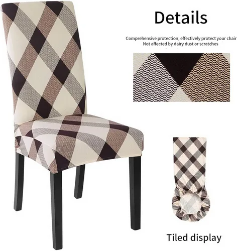 Vista 4 de Juego de 10 fundas para silla, fundas elásticas para sillas Parsons, de elastano, extraíbles, lavables, fundas protectoras para sillas de cocina