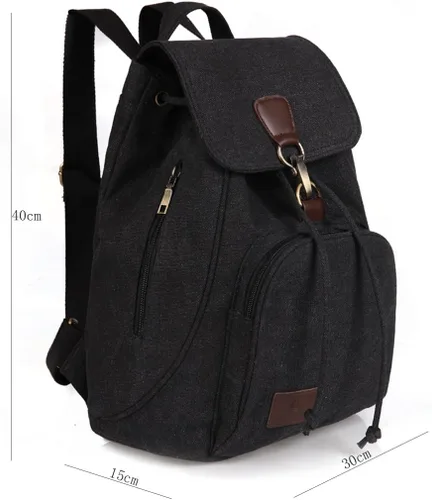 Vista 5 de WITERY Mochila de lona para mujer, mochila casual para computadora, Negro -, Tamaño único, Vintage