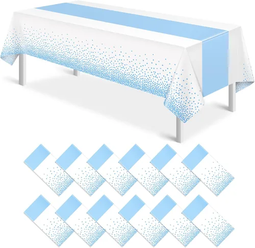 Vista 44 de MASHAN 1 mantel negro y azul para decoración de fiesta, mantel de plástico negro impreso azul, funda rectangular desechable para cumpleaños, boda
