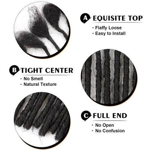 Vista 3 de Extensiones de rastas de cabello humano Cypsin de 6 pulgadas, 60 hebras, 0.2 cm de ancho, 100% cabello humano, extensiones de rastas permanentes