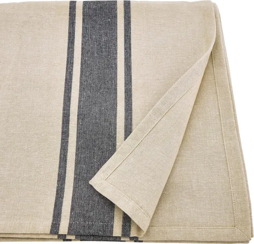 Vista 2 de SARO LIFESTYLE Aulaire Collection - Mantel de algodón con bandas, 72 x 72 pulgadas, color natural