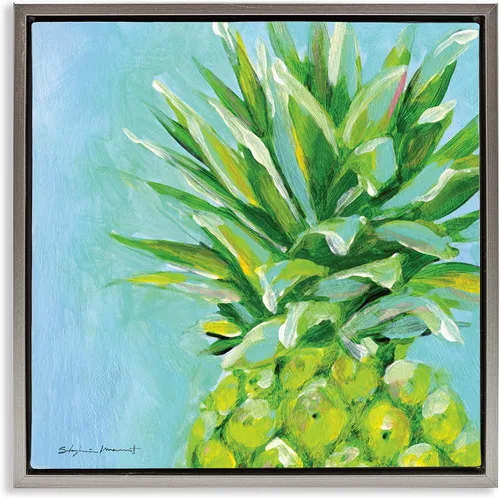 Vista 13 de Stupell Industries Arte giclée enmarcado con fruta de piña azul tropical, diseño de Stephanie Workman Marrott