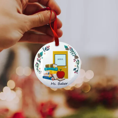 Vista 3 de Adorno personalizado para árbol de Navidad para profesores, regalos
