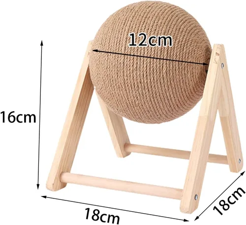 Vista 2 de BUYTER Rascador de madera maciza para gatos, muebles para mascotas, cuerda de sisal, bola rascadora, molienda, patas, juguete de raspador (S)