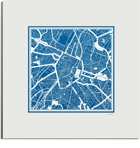 Vista 154 de O3 Design Studio Mapa de corte de papel de París, color negro mate, 20 x 20 pulgadas, arte en papel