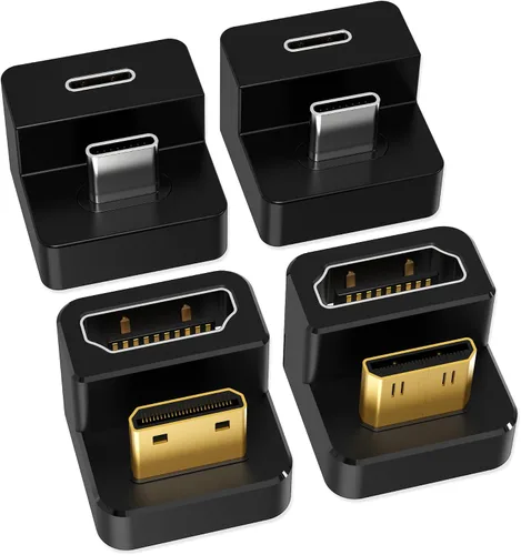 Vista 10 de AGVEE Adaptador Angular de 180 Grados USB-C a USB-C y Convertidor Mini HDMI a HDMI en Forma de U con Lado Largo Hacia Adentro, HDMI 2.0 4k@60HZ