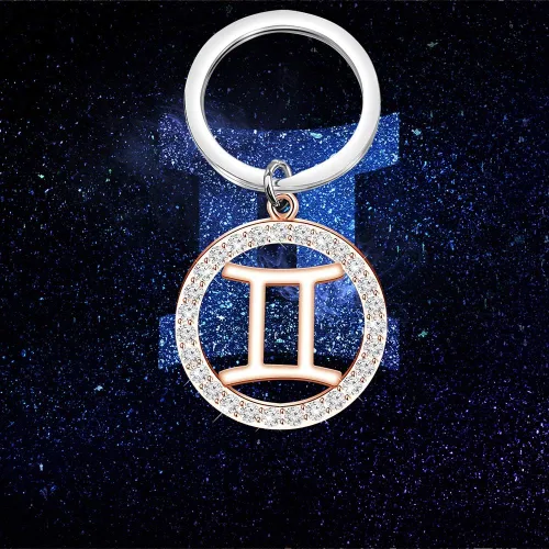 Vista 6 de TGBJE Llavero de la constelación del zodiaco del signo del zodiaco regalo esquema del zodiaco regalo Horóscopo constelación celestial zodiaco llavero
