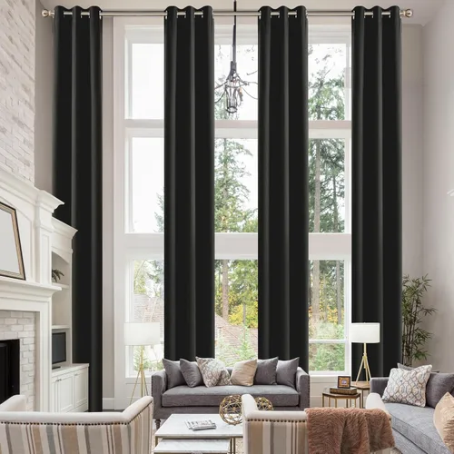 Vista 11 de Cortinas opacas extralargas con ojales, de 132 pulgadas de largo, cortinas para techos altos para sala de estar y loft (1 panel, beige, 52"x132")