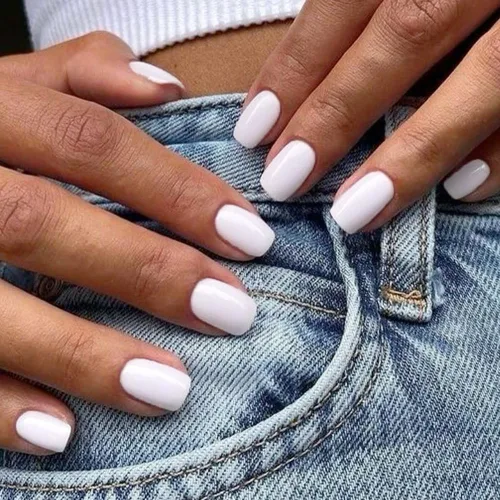 Vista 10 de GLAMERMAID - Uñas postizas cortas a presión con perlas blancas, uñas Perla Angélica