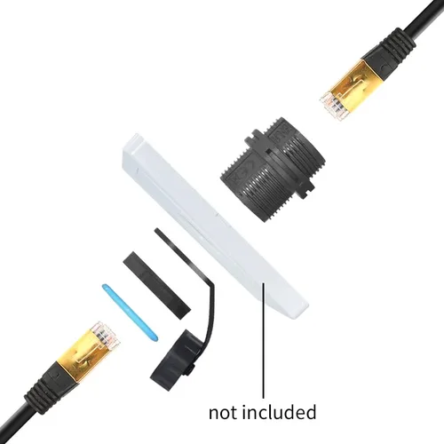 Vista 4 de RJ45 Conector Impermeable para Montaje en Panel IP68 Conector de Cable, Hembra a Hembra, con Acoplador de Cable de Blindaje-CAT6-YMP23-Azul-2 PCS