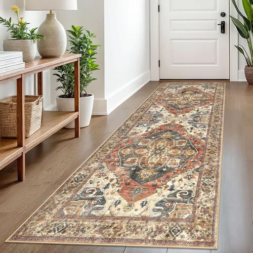 Vista 135 de SIILOOM Alfombra lavable de 2 x 3 pies, alfombra suave color taupe ceniza para entrada, tapete antideslizante para puerta de interior, tapete