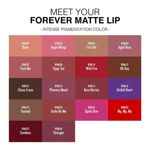 Vista 6 de Ruby Kisses Lápiz labial líquido Forever Matte - RFML06 (Aged Rose)