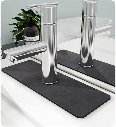 Vista 5 de Tapete absorbente de grifo, protector contra salpicaduras para grifo de fregadero de cocina, atrapa goteo de grifo de microfibra para encimeras