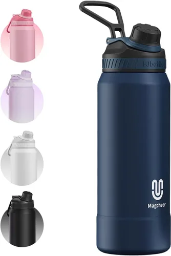 Vista 24 de Botella de agua aislada de 24 onzas, acero inoxidable al vacío de doble pared, diseño de boca ancha, botella reutilizable a prueba de fugas