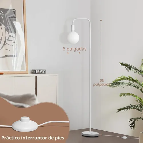 Vista 5 de ONEWISH Lámpara de pie para sala de estar, lámpara de pie minimalista con bombilla LED moderna, vidrio blanco esmerilado de 6 pulgadas, 1800 K