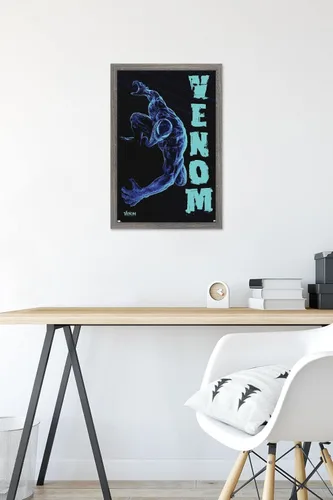 Vista 6 de Trends International Marvel Venom: Let There be Carnage - Póster de pared negro y azul, 22.4 pulgadas de largo x 14.7 W, versión enmarcada de madera