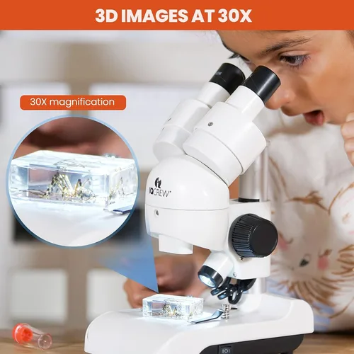 Vista 3 de AmScope - Microscopio estéreo portátil todo en uno de lujo 30X con doble iluminación LED y kit de accesorios - SE122