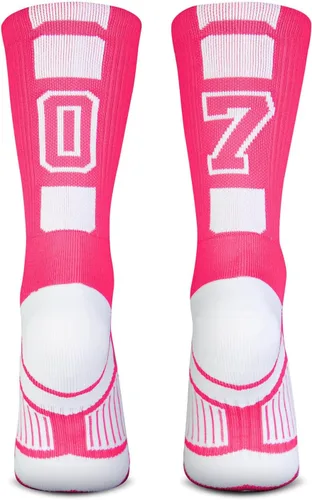 Vista 18 de ChalkTalkSPORTS Calcetines de equipo personalizados - Calcetines con números rosados Elige tu número