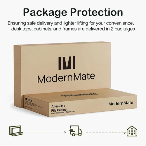 Vista 9 de ModernMate Archivador lateral de 2 cajones, archivador de madera de 63 pulgadas para oficina en casa con cerradura, estantes de almacenamiento