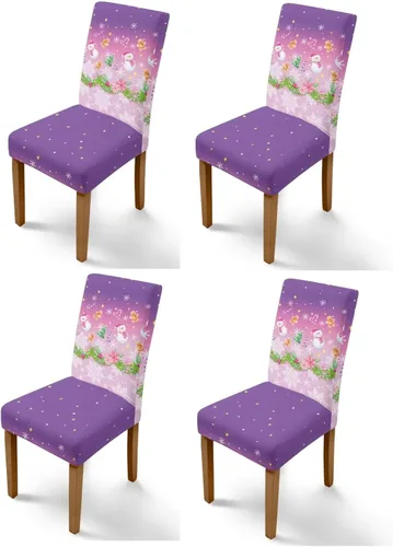 Vista 20 de Rnyleeg Fundas navideñas para sillas de comedor, fundas de asiento de comedor con estampado de campanas brillantes, juego de 1 funda suave y lavable