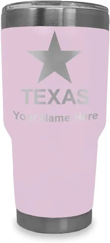 Vista 16 de LaserGram Vaso aislado al vacío de 20 onzas, bandera de Texas, grabado personalizado incluido (negro)